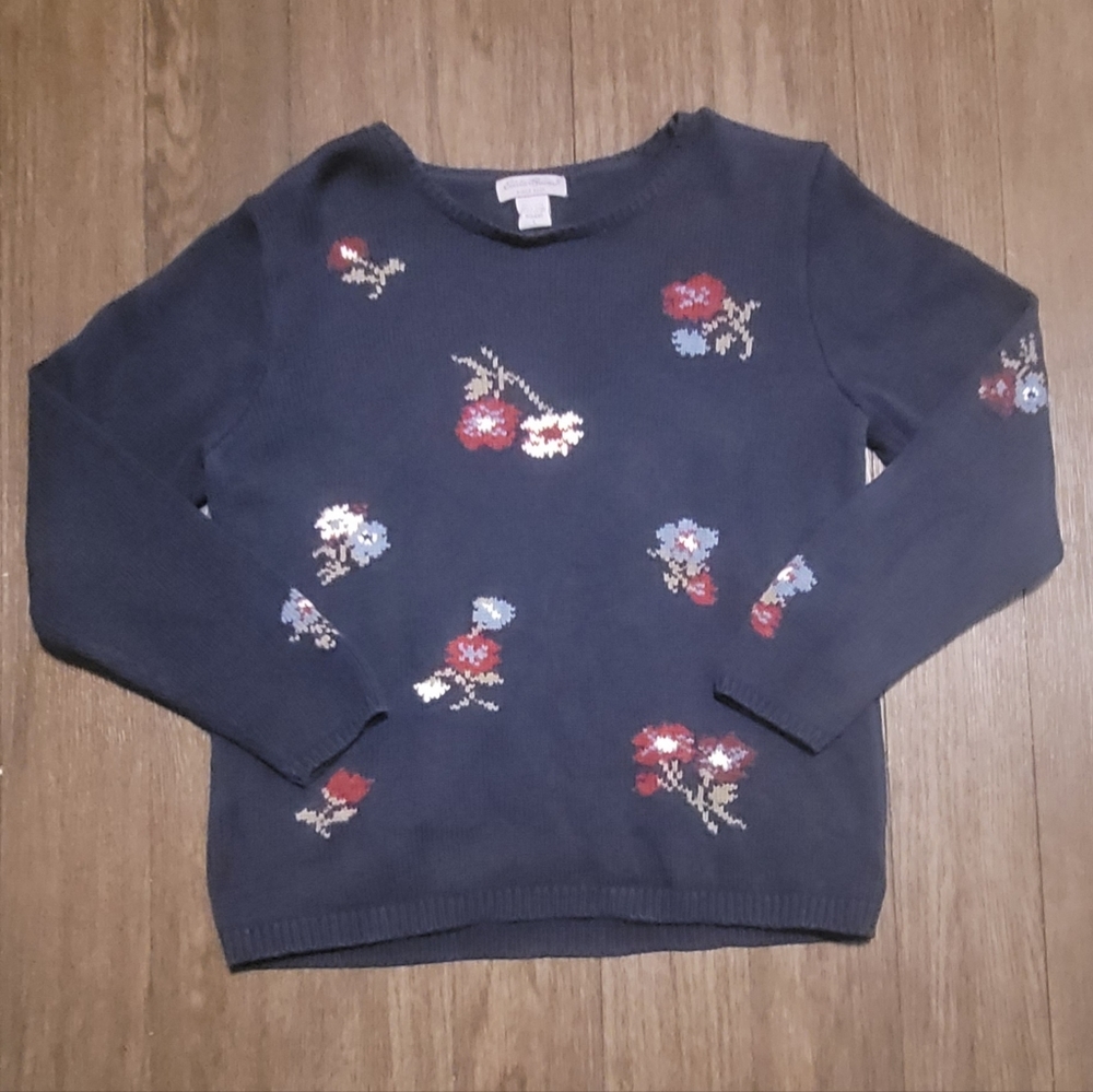 Eddie Bauer Embroidered Sweater Women's Size L 100% Cotton